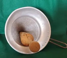 VINTAGE STRAINER SIEVE CANNING EQUIPMENT WITH PESTLE