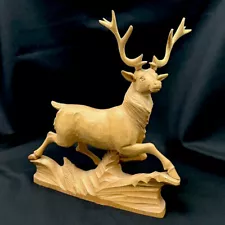 Russian USSR-Era Hand-Carved Wooden Stag. Beautiful Art Gallery Quality. ON SALE