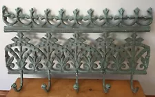 Vtg Antique Victorian Style Cast Iron Garden Home Decor Wall Mount Coat Hooks