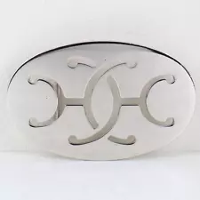 Authentic HERMES Belt Buckle Double H Oval Silver Metal Fits 32mm Belt