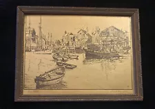 New ListingVintage Lionel Barrymore San Pedro 6 x 8 Gold Foil Etching Antique Wooden Frame