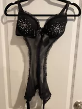 VICTORIA’S SECRET SEXY LITTLE THINGS BRA-BLACK RHINESTONES-SIZE 34C-NWT