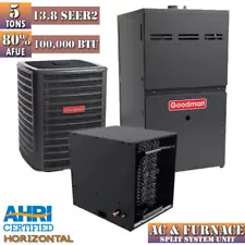 Goodman 5 Ton AC & Gas Furnace System 13.8 SEER2 80% AFUE 100,000 BTU Horizontal