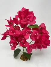 13" 3-stem Pink BOUGAINVILLEA Bush Soft Silk plant, Stone base