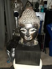 Large Rare Buddha Head On Stand