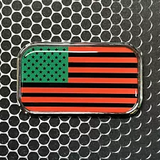 African-American Flag Domed CHROME Emblem Proud Flag Car Sticker 3D 3"x 1.8"