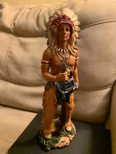 RARE Native American Indian Warrior Statue Sculpture Figurine Signed I P M