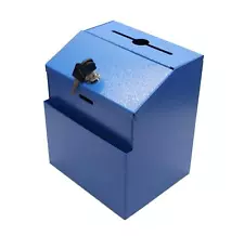 ® Blue Metal Donation Suggestion Key Drop Box Express Checkout Comments Sales...