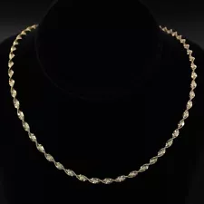 Sterling Silver - ITALY 4mm Twisted Herringbone Chain 20" Gold Necklace - 9.5g