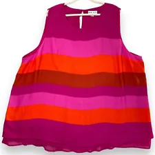 New ListingTunic Top Relaxed Swing Barbie Pink Colorblock Stripe Womens Plus 4X Ava & Viv