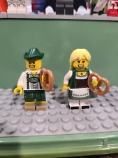 LEGO Minifigure Series 8 Lederhosen Guy and 11 Bavarian Girl Pretzel German Set