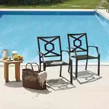 Stacking Wrought Iron Outdoor Patio Bistro Chair (2-Pack)