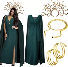 Halloween Women Medusa Snake Costume Medusa Outfit Greek Queen Costume Necklace