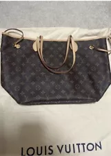 Louis Vuitton Neverfull MM Damier Ebene Canvas Tote Bag for Women - Rose...