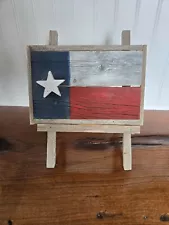 Framed Rustic Wooden Style Texas Flag On Wooden Easel Flag 9"×6"; Easel 8"x11"