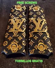 Black and gold premium mexican style 1911 gun pistol grips custom gold plated