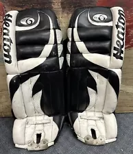 HEATON HELITE 6 4800 HOCKEY GOALIE LEG PADS size 32" black and white