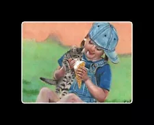 ACEO Original child feeding little kitten ice cream miniature SALE