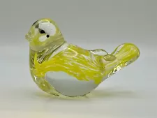 Yellow Swirl Art Glass Bird Figurine Paperweight