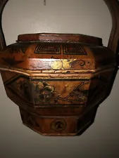 ANTIQUE CHINESE HANDPAINTED FOOD CARRYING BOX