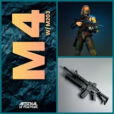 M4 w/Grenade Launcher - 1:12 Scale 3D Printed Action Figure Gun