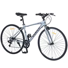 7 Speed Hybrid Bike Aluminum Alloy Frame Double Brakes 700C Adult City Bicycle