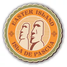 Easter Island Vintage Label Car Bumper Sticker Decal