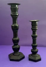 2 Large Wooden Heavyweight Rustic Chunky Candle Sticks for Pillar Candles SALE!