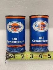 Lot of 2 Vintage 1970s Sta-Power Oil Conditioner Metal Oil Can 5oz Unopened NOS