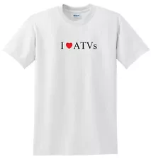 I HEART ATVs LOVE Four Wheeler Off Road T-Shirt Black White Cotton Shirt S 5XL