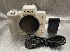 Canon EOS M50 Mark II Mirrorless 24.1MP Digital Camera Body White 100% Near Mint