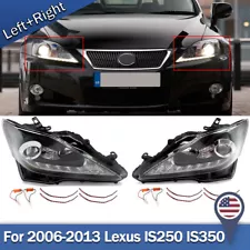 2x For 2006-2013 Lexus IS250 IS350 Left+Right LED DRL Projector Headlights Black