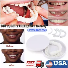 Snap On Upper and Bottom Set False Teeth Dental Veneers Denture Tooth Cover Sale