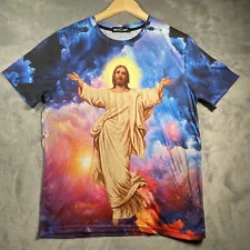 Mega Linia Jesus Resurrection T-Shirt Men’s L Blue Sublimation 3D Graphic Print