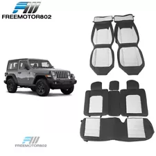 Fits 07-23 Jeep Wrangler JK JL Leather Seat Covers Protector Black&Gray Full Set (For: Jeep Wrangler)