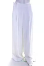 Adeam Womens Pleated Wide Leg Pant White Size 6