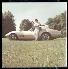 Vintage Photo HANDSOME GUY LEANS ON VTG CORVETTE STINGRAY 1970 Gay Interest