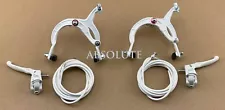 ALL WHITE OLD SCHOOL BMX BIKE MX BRAKE CALIPER,CABLE&LEVER VINTAGE CRUISER BIKE