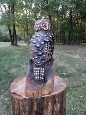 Chainsaw Carved Owl Wood Carving Owls Birds Art Sculpture Statue Barred