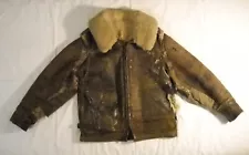 Vintage WW2 ANJ-4 Sheepskin Bomber Jacket USA Owner Was A Prisoner Of War