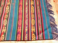 Vintage 1960s 66x23.5 Guatemala Cloth Hand Loomed with Figures Runner