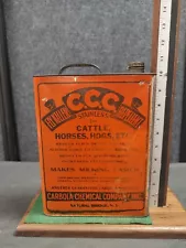 Vintage: C.C.C. Fly Killer for Cattle, Horses, Hogs, 1 Gallon Slim Metal Can