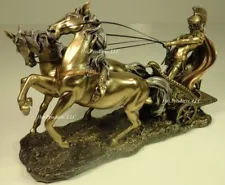 ROMAN GLADIATOR CHARIOT Sculpture Statue Antique Bronze Color