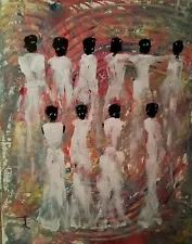 African American 16x20 Original Signed Painting "The Ten Virgins "