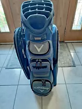 Callaway 14 way Golf Cart Bag BlueBlkSlvr: Cooler/Putter Slot/Umbrella/6zip pkts