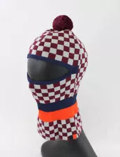 Kule Burgundy Grey Check Navy Red The Moritz Balaclava Ski Mask One Size