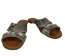 Alexandre Birman Snake Print Embossed Leather Slides Sandals Size 38.5 - 8.5