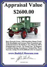 New ListingRare 1928 Sturditoy Peacock Green Dump Truck w/ Headlights ~ 100% Orig ~ 27" L