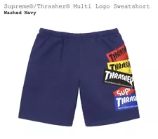 New Supreme x Thrasher Multi Logo Sweatshort - Washed Navy - Size Small - FW21