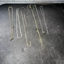 Lot Of 7 Gold, Silver, & Gun Metal Plated Chain Necklaces -SOME FOR PARTS/REPAIR